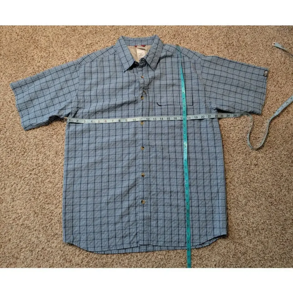 THE NORTH FACE men's Short sleeve, button down shirt, size Medium, Blue Plaid